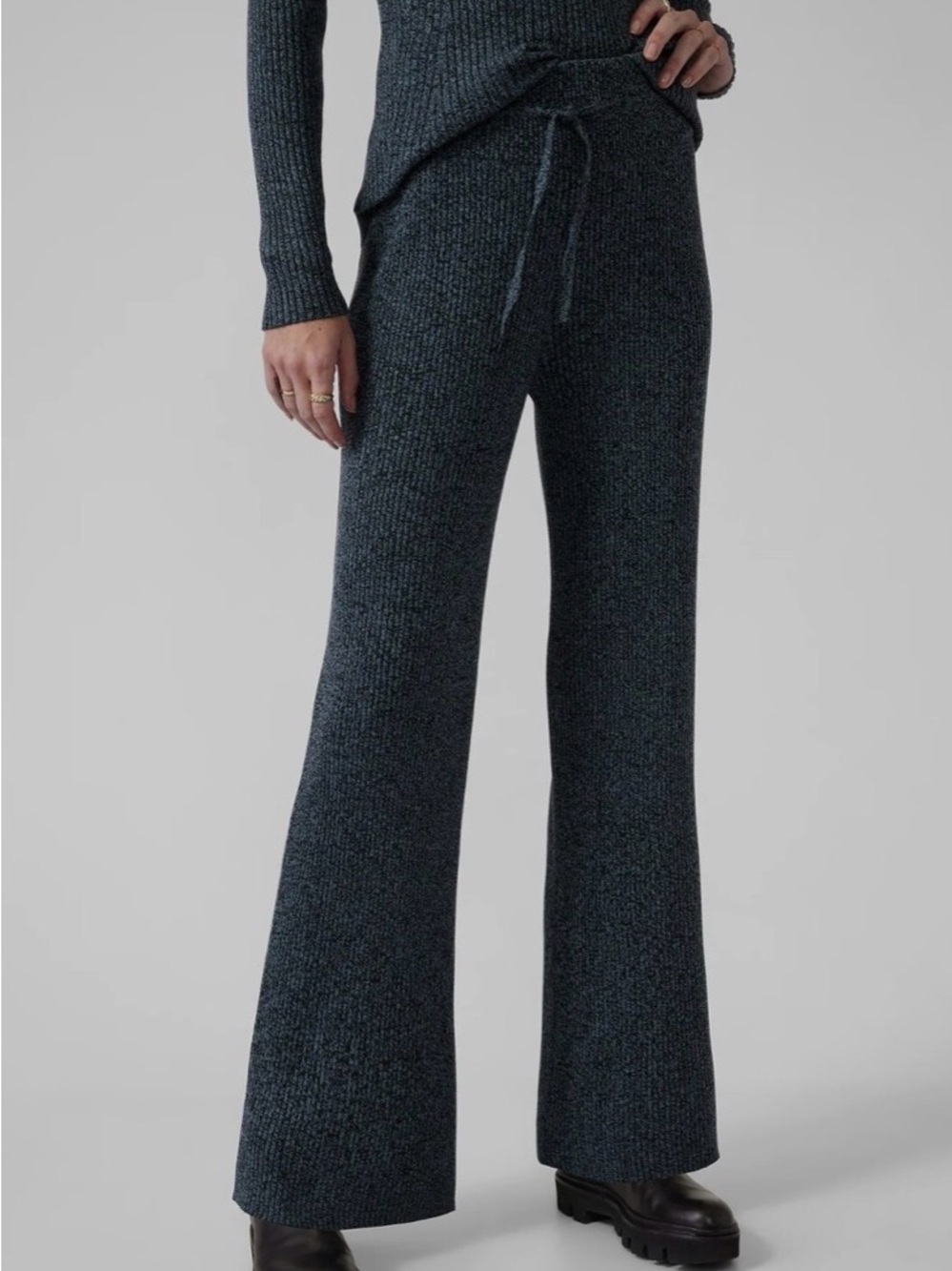 Athleta Navy Knit Wide-Leg Drawstring Pants